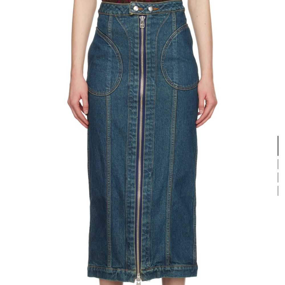 NWT Eckhaus Latta Blue Zip Denim Midi Skirt